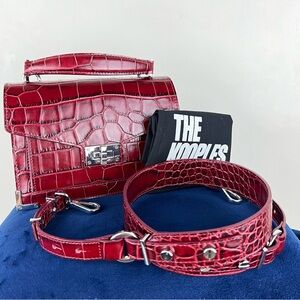 THE KOOPLES | Emily Leather Crossbody Bag | Burgundy | Embossed Leather | NWOT